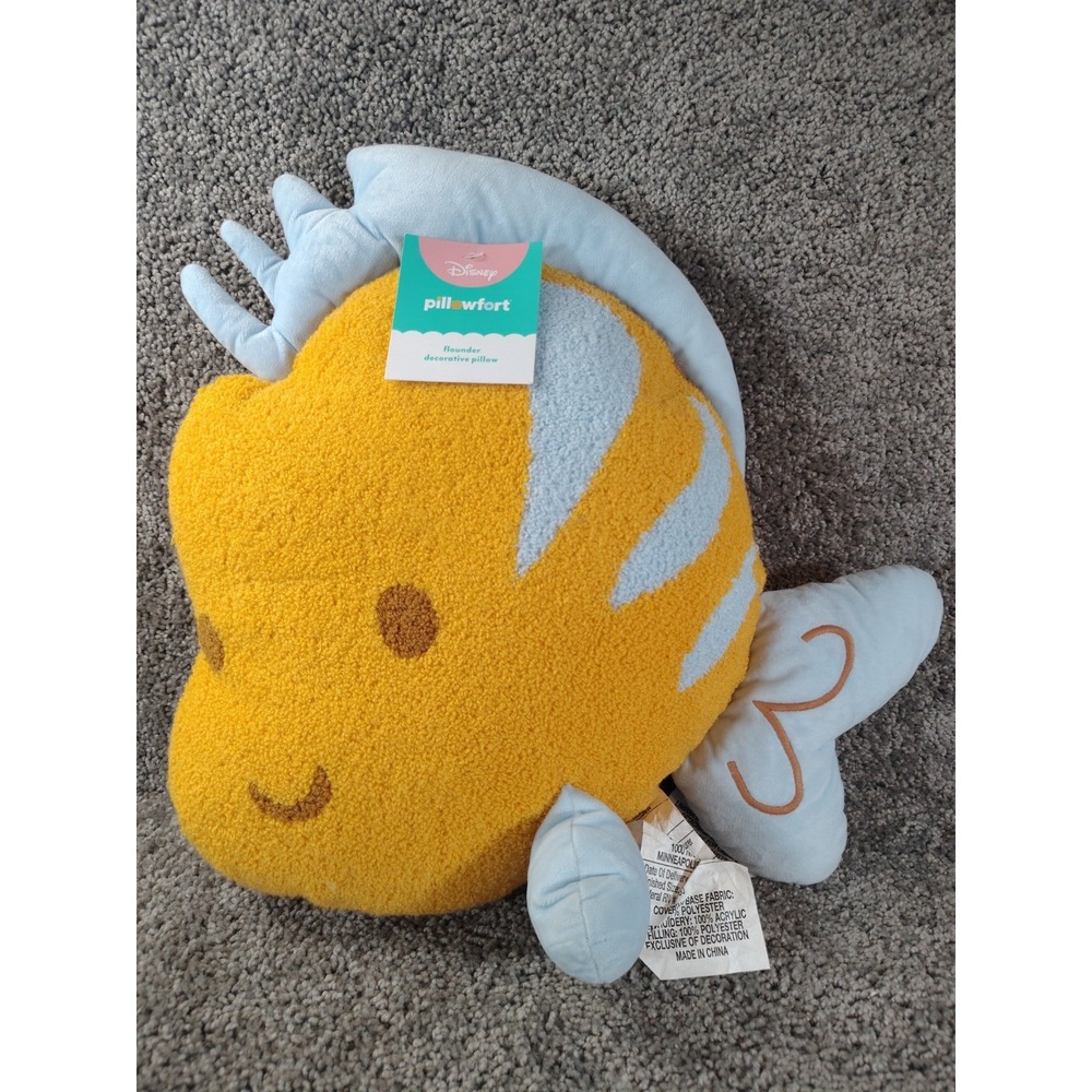Pillowfort Disney Princess Ariel Little Mermaid Flounder Accent Bed Soft Pillow